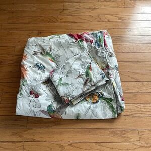 Pottery Barn Hummingbird Reversible King Duvet Cover + 2 Pillow Shams